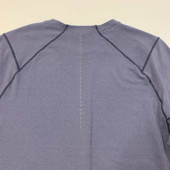Lululemon Shirt Mens Medium Nautical All Terrain Short Sleeve Reflective Vented - Picture 8 of 10